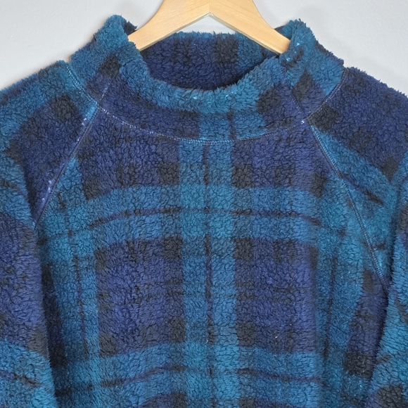 St. John's Bay Women's Plaid Blue Sherpa Fleece Mock Neck Sweater Size 5X New - Picture 4 of 12